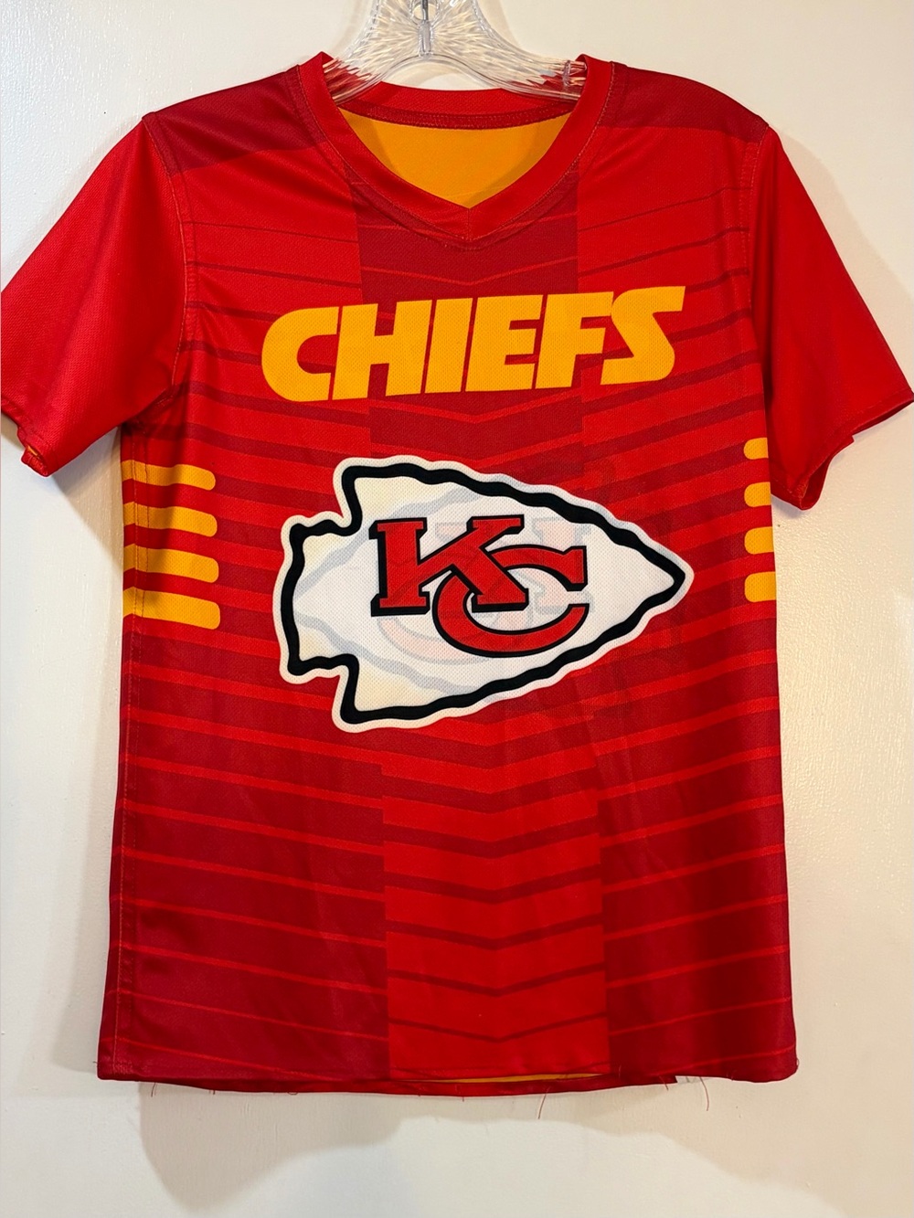 Youth Kansas City Chiefs Red Yellow Reversible Flag Football Jersey Sz Medium